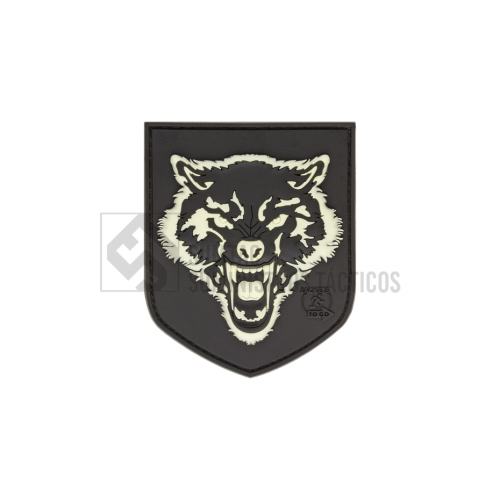 PARCHE LOBO JTG , 3D PVC, BRILLA EN LA OSCURIDAD.