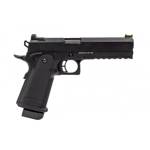 RAVEN,PISTOLA 6 mm GAS GBB, HI CAPA 5.1 DE METAL, COLOR NEGRO.