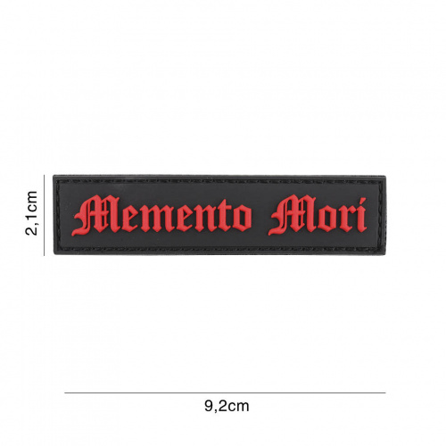 PARCHE 3D PVC "MEMENTO MORI" ROJO SOBRE NEGRO.