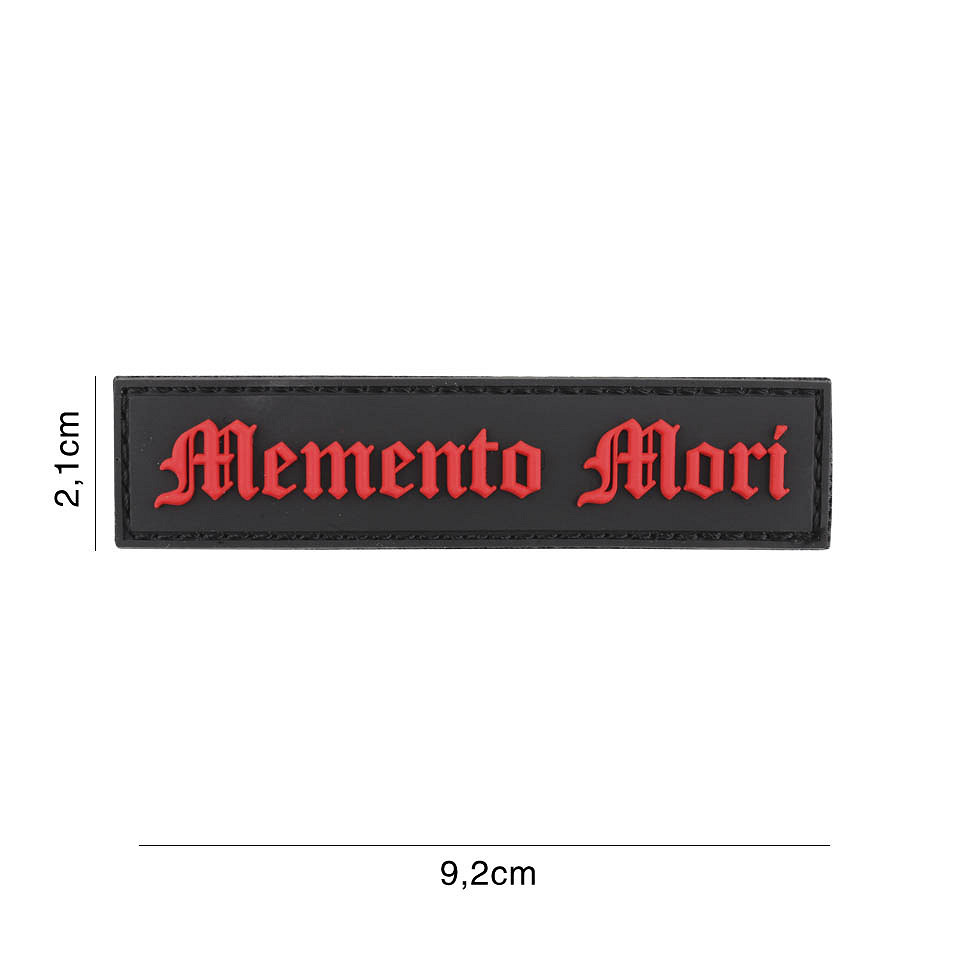 PARCHE 3D PVC "MEMENTO MORI" ROJO SOBRE NEGRO.
