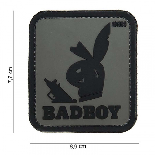 PARCHE 3D PVC BAD BOY, GRIS.