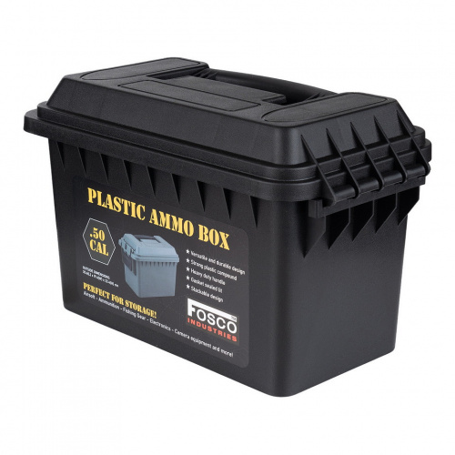 CAJA DE MUNICIÓN EN PLÁSTICO CALIBRE .50, COLOR NEGRO.