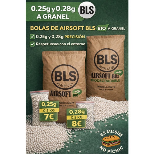 BBS A GRANEL BOLSA ZIP 0,5 KILOS, 0,25 / 0,28. BLS (Match Grade)