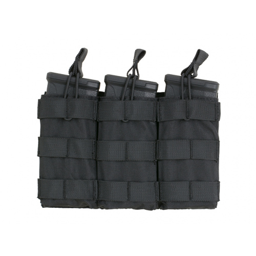 Portacargador triple, abierto, modular tipo M4. Negro