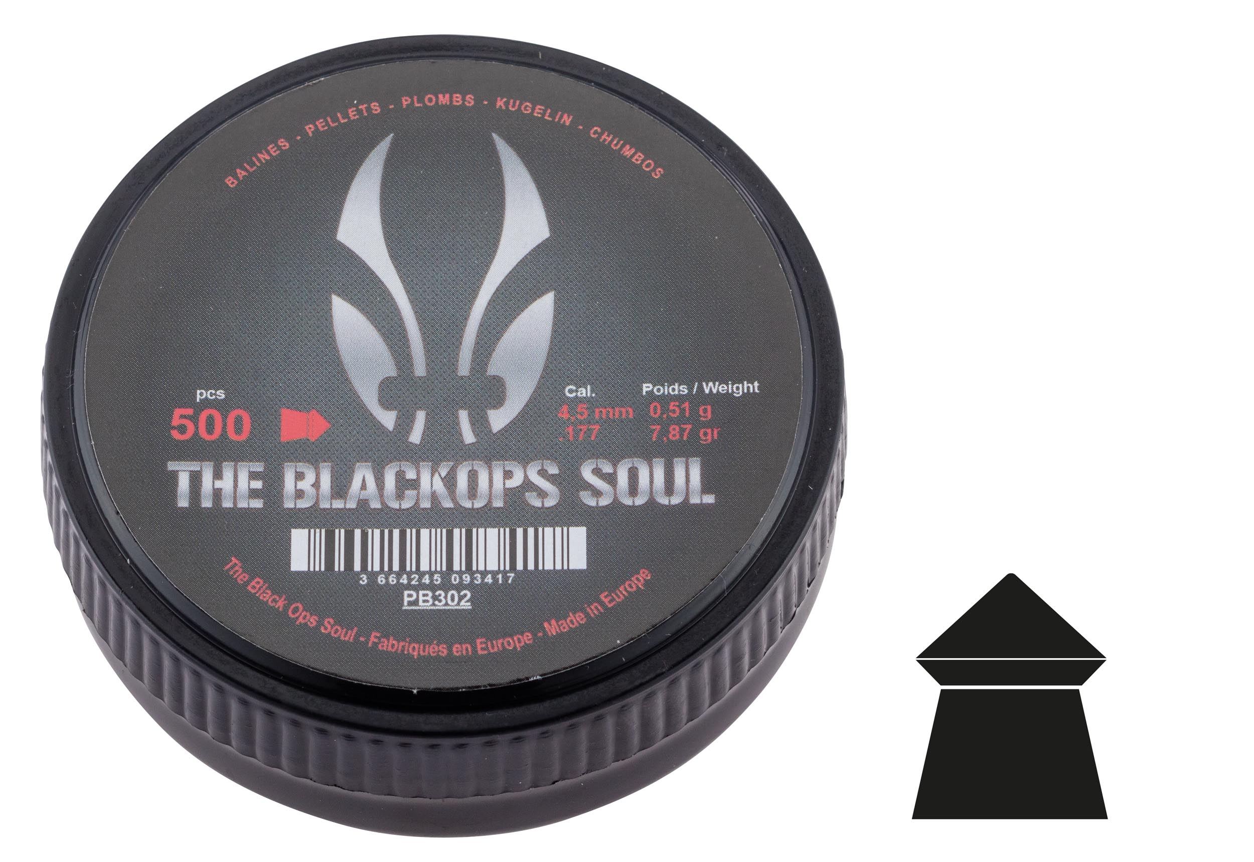 Balines Black Ops Soul Punta 4,5 mm – Caja de 500 Unidades