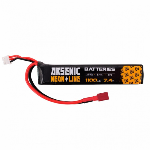 Batería Arsenic Pro Neón LiPo 7,4V 1100mAh 25C/50C 1 Stick T-Dean.
