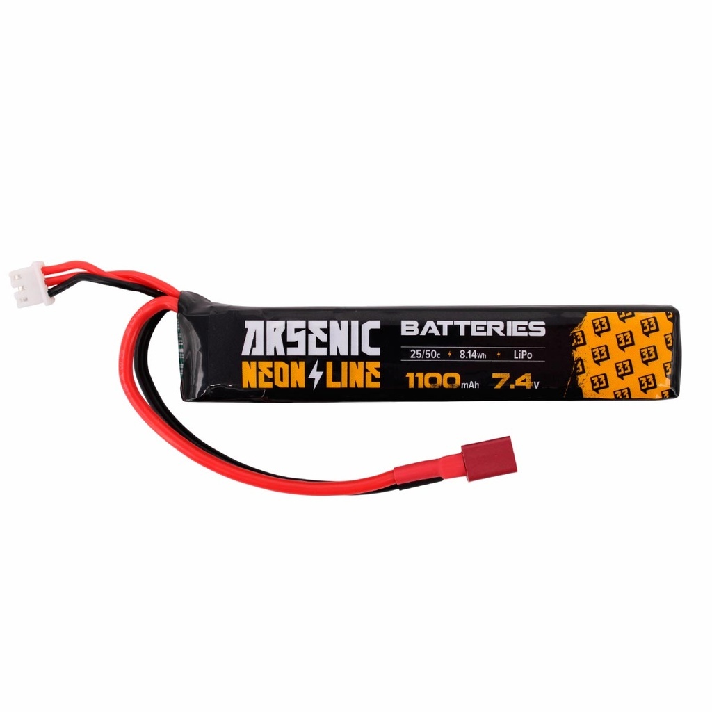 Batería Arsenic Pro Neón LiPo 7,4V 1100mAh 25C/50C 1 Stick T-Dean.