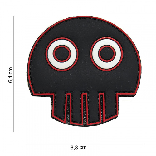 PARCHE PVC CALAVERA OJIPLÁTICA NEGRA Y ROJA