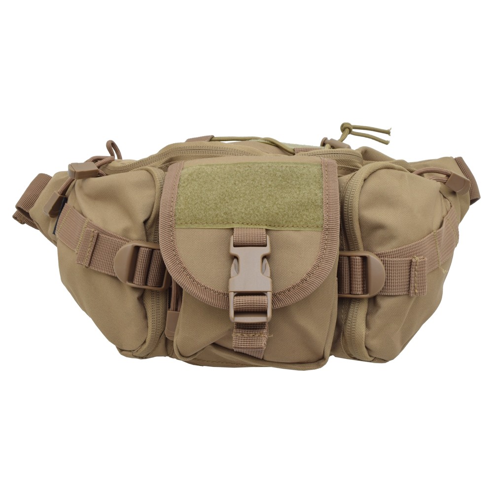 Riñonera táctica JS Tactical Gris Wolf Grey con bolsillos y cinturón ajustable
