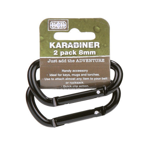 Pack de 2 mosquetones BCB de 8 mm para mochilas y equipamiento de supervivencia.