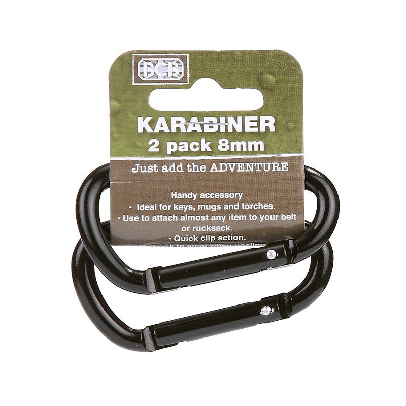 Pack de 2 mosquetones BCB de 8 mm para mochilas y equipamiento de supervivencia.