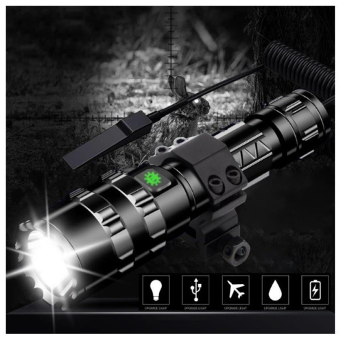 Linterna táctica recargable LED XML-L2 con pulsador remoto para réplicas de airsoft.
